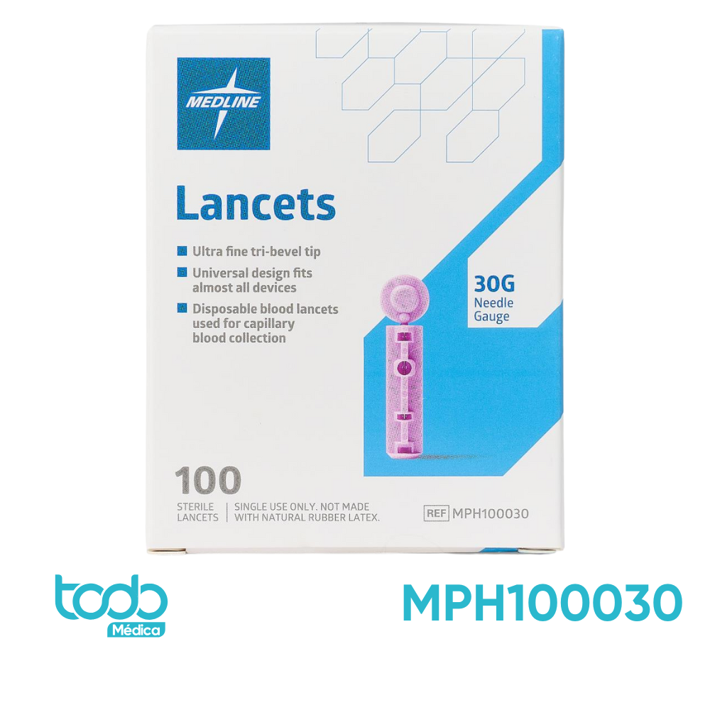 Lanceta Plástica 30G – Caja con 100 Unidades