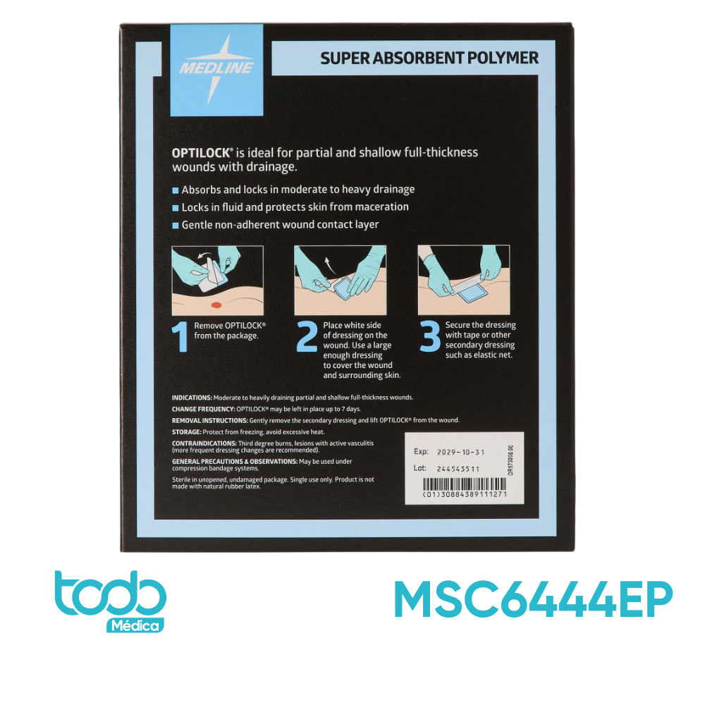 Apósito OptiLock® Superabsorbente 4" x 4" (No Adhesivo)