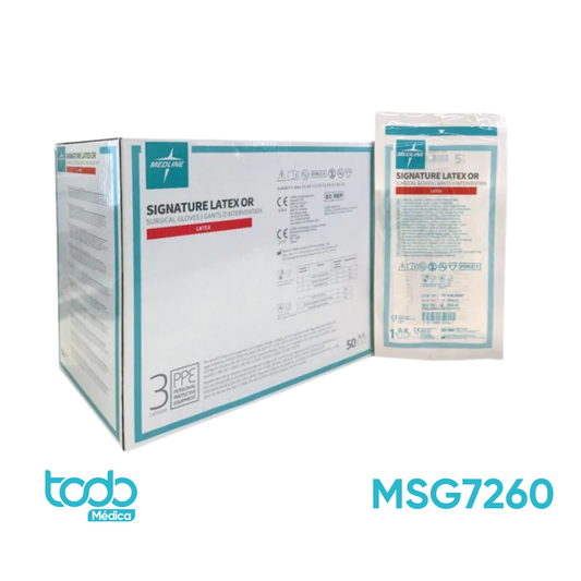 Guante Quirúrgico Medline Signature® Látex Sin Polvo – Talla 6.0 (Caja de 50 pares)