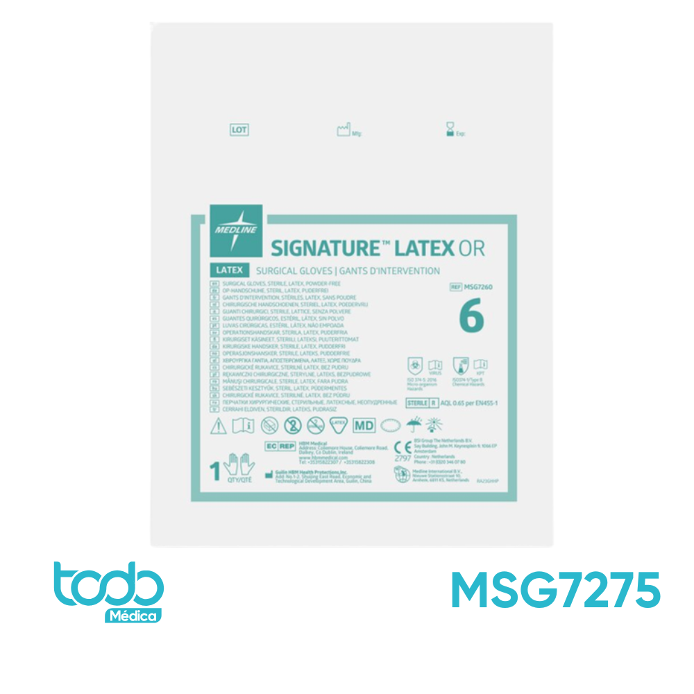 Guante Quirúrgico de Látex Firma OR – Sin Polvo – Talla 7.5