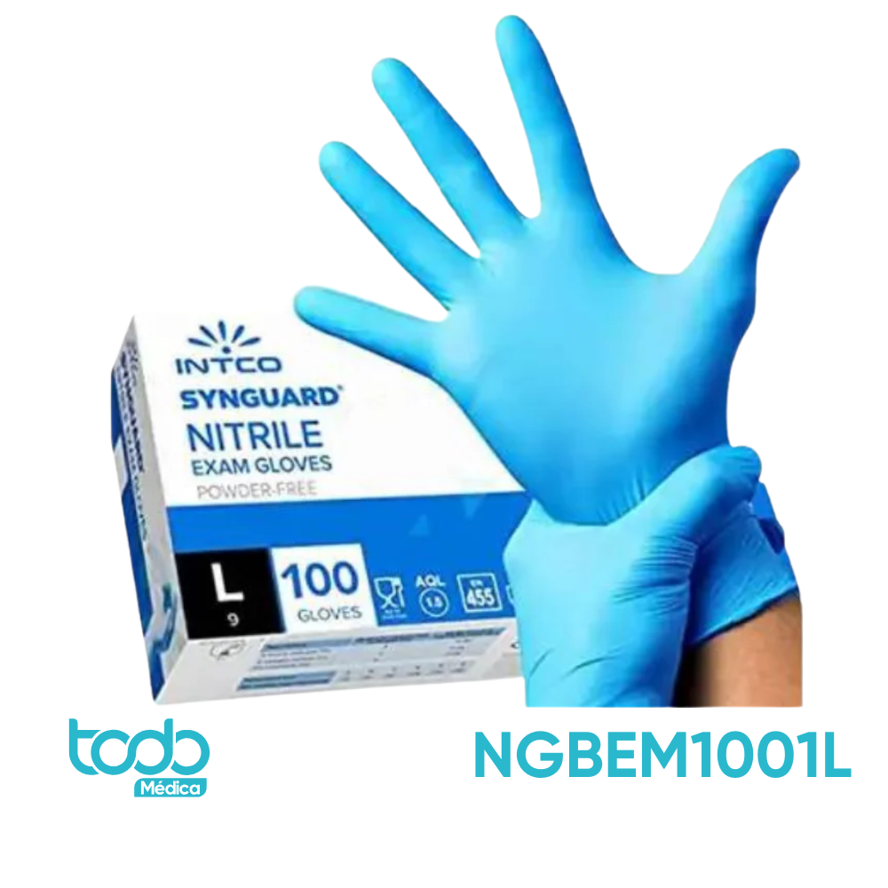 Guante de Nitrilo Intco – Talla L, Caja de 100 Unidades