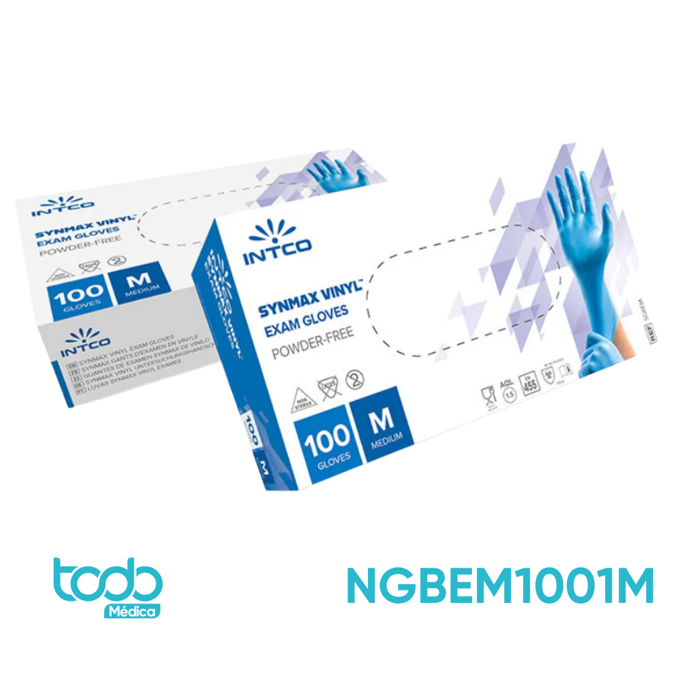 Guante de Nitrilo Intco – Talla M, Caja de 100 Unidades