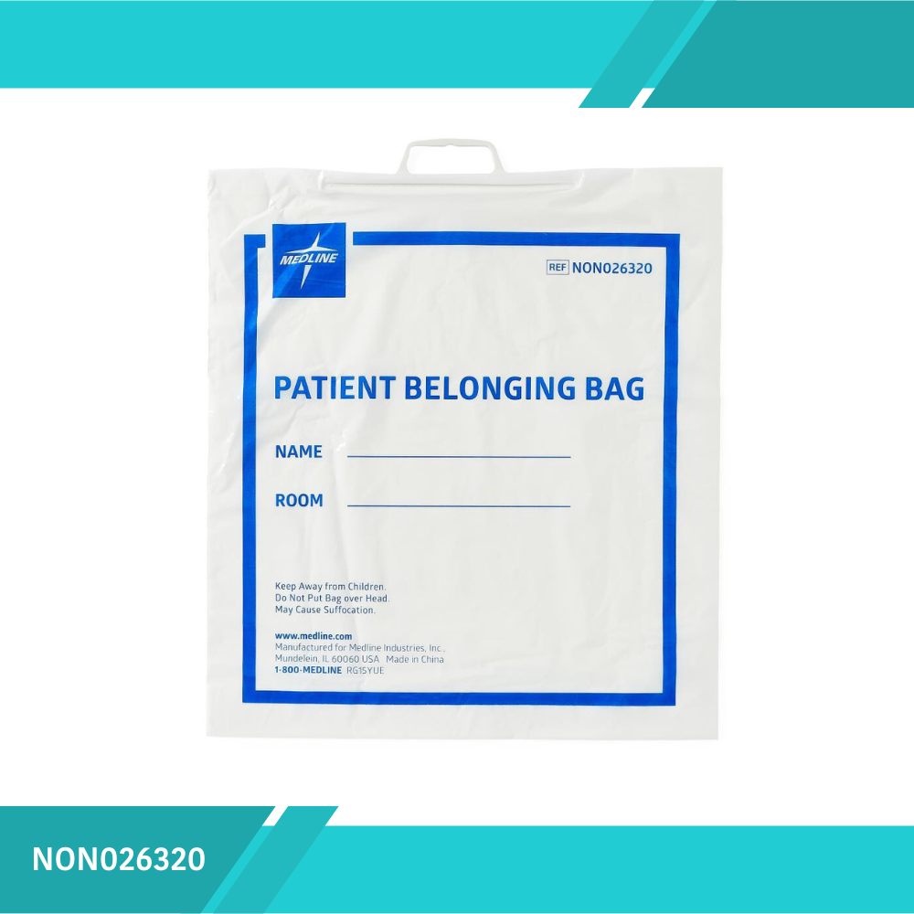 BOLSA ARA PERTENENCIAS MEDLINE CON MANIGUETA BLANCA DE 18X20