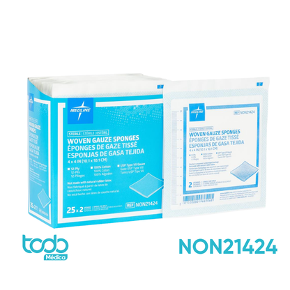 Apósito de Gasa Estéril de 4" x 4" x 12" – Caja con 25 unidades