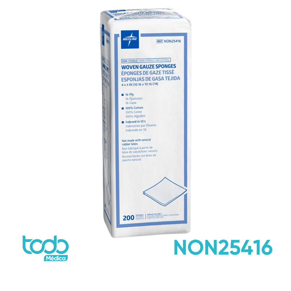 Apósito de Gasa Tejida No Estéril 4"x4" – 16 Pliegos | Paquete x200 unidades