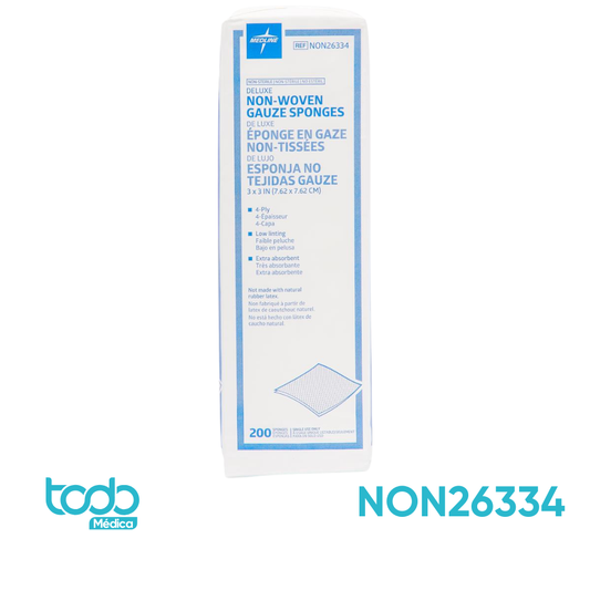 Apósito de Gasa No Estéril No Tejido – 3"x3" (4 Capas)