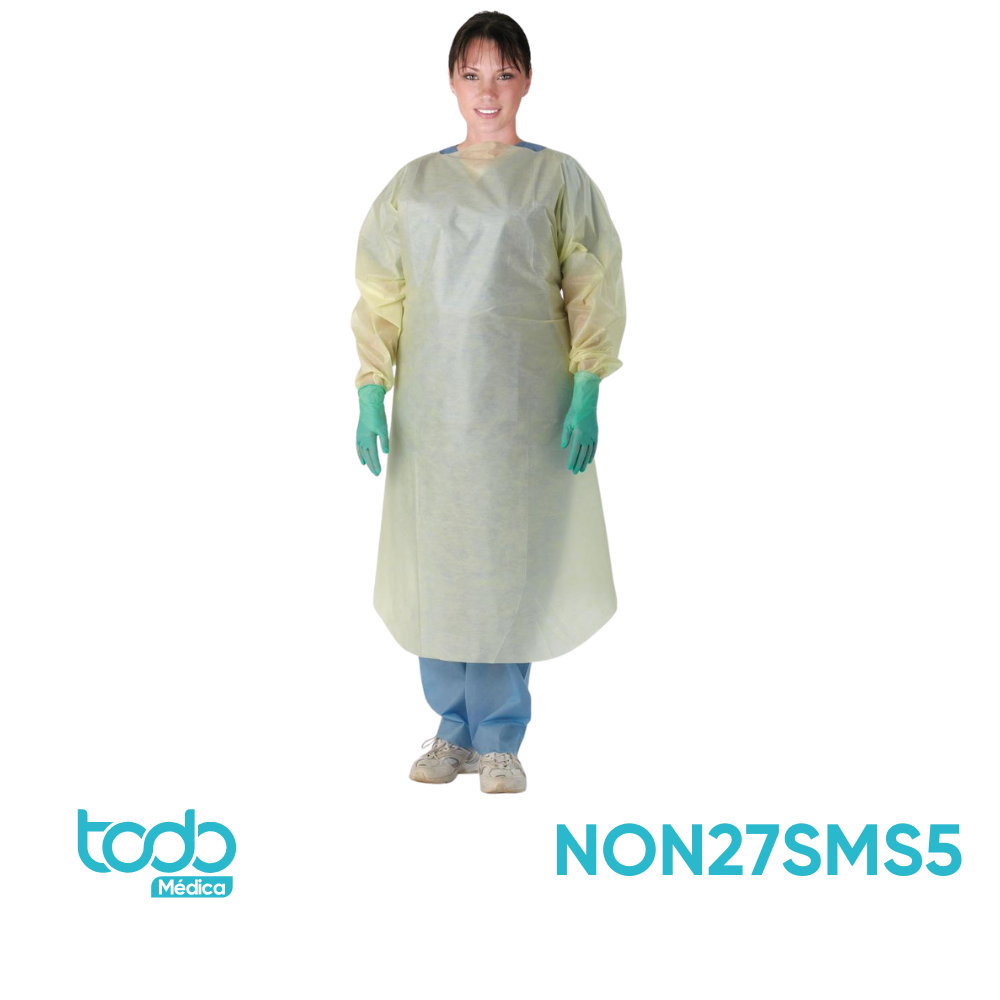Bata de Aislamiento con Sujeción – Amarilla, Talla L – Desechable