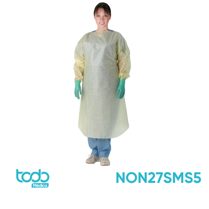 Bata de Aislamiento con Sujeción – Amarilla, Talla L – Desechable