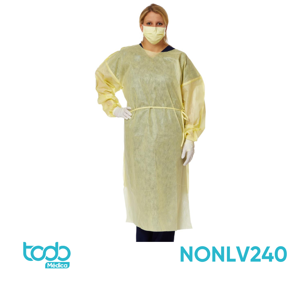 Bata de Aislamiento Amarilla – Nivel 2 AAMI – Talla Universal (Pack de 10 unidades)