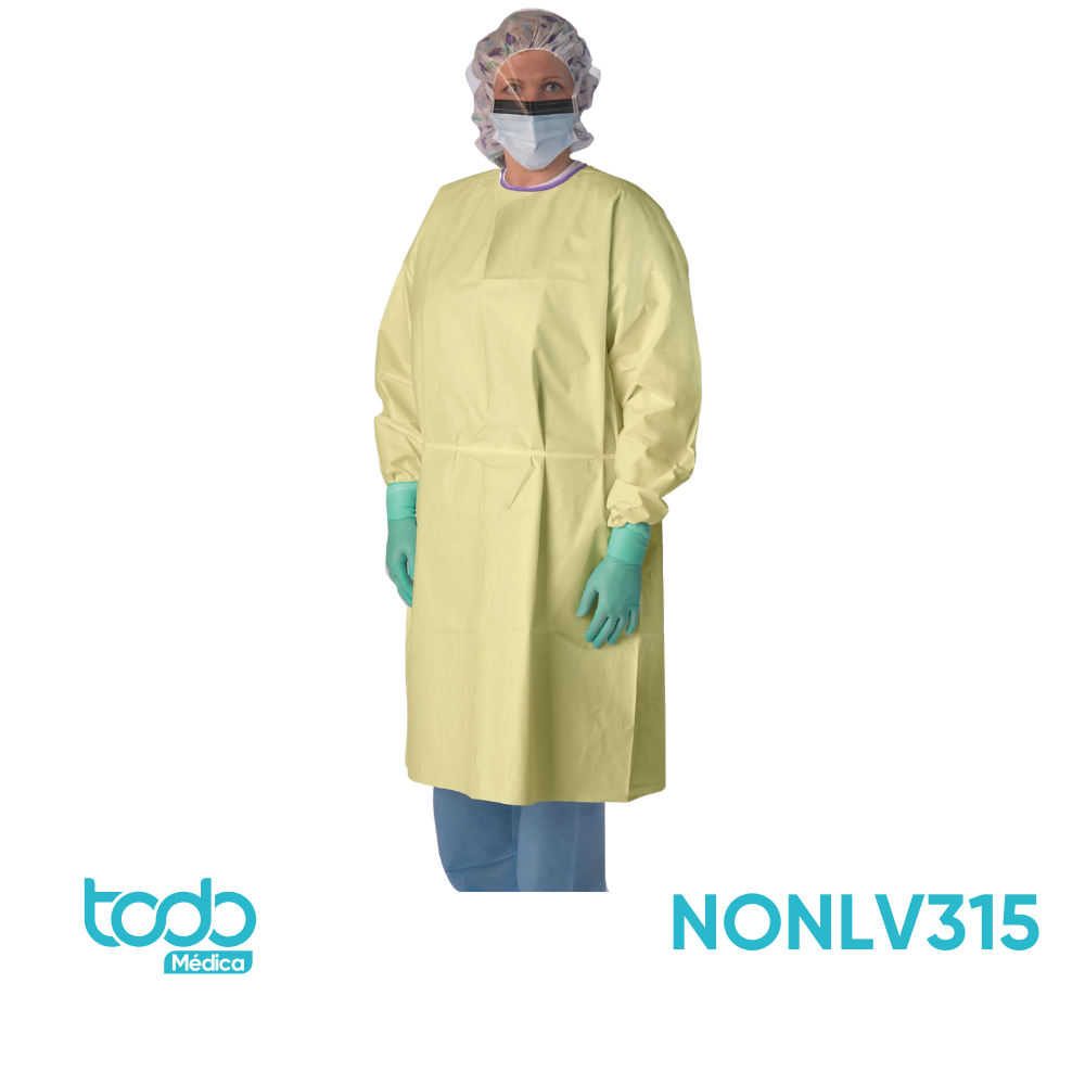 Bata de Aislamiento Amarilla – Nivel 3 AAMI – Talla L (Pack de 10 unidades)