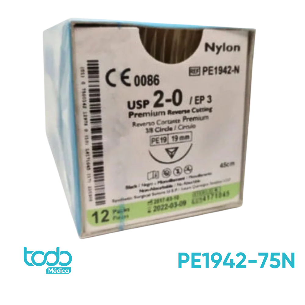 Sutura Nylon 2-0 de 19mm