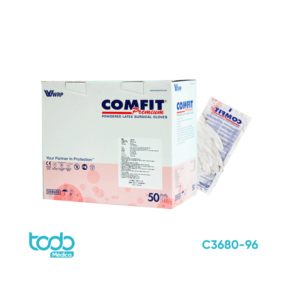 GUANTE WRP LÁTEX COMFIT ESTÉRIL LIBRE DE POLVO TALLA 8.0 PAR