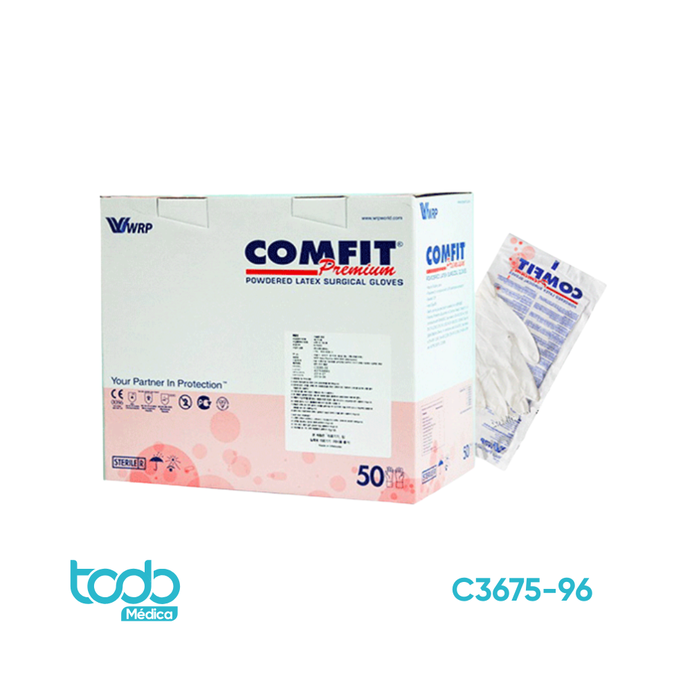 GUANTE WRP LÁTEX COMFIT ESTÉRIL LIBRE DE POLVO TALLA 7.5 PAR