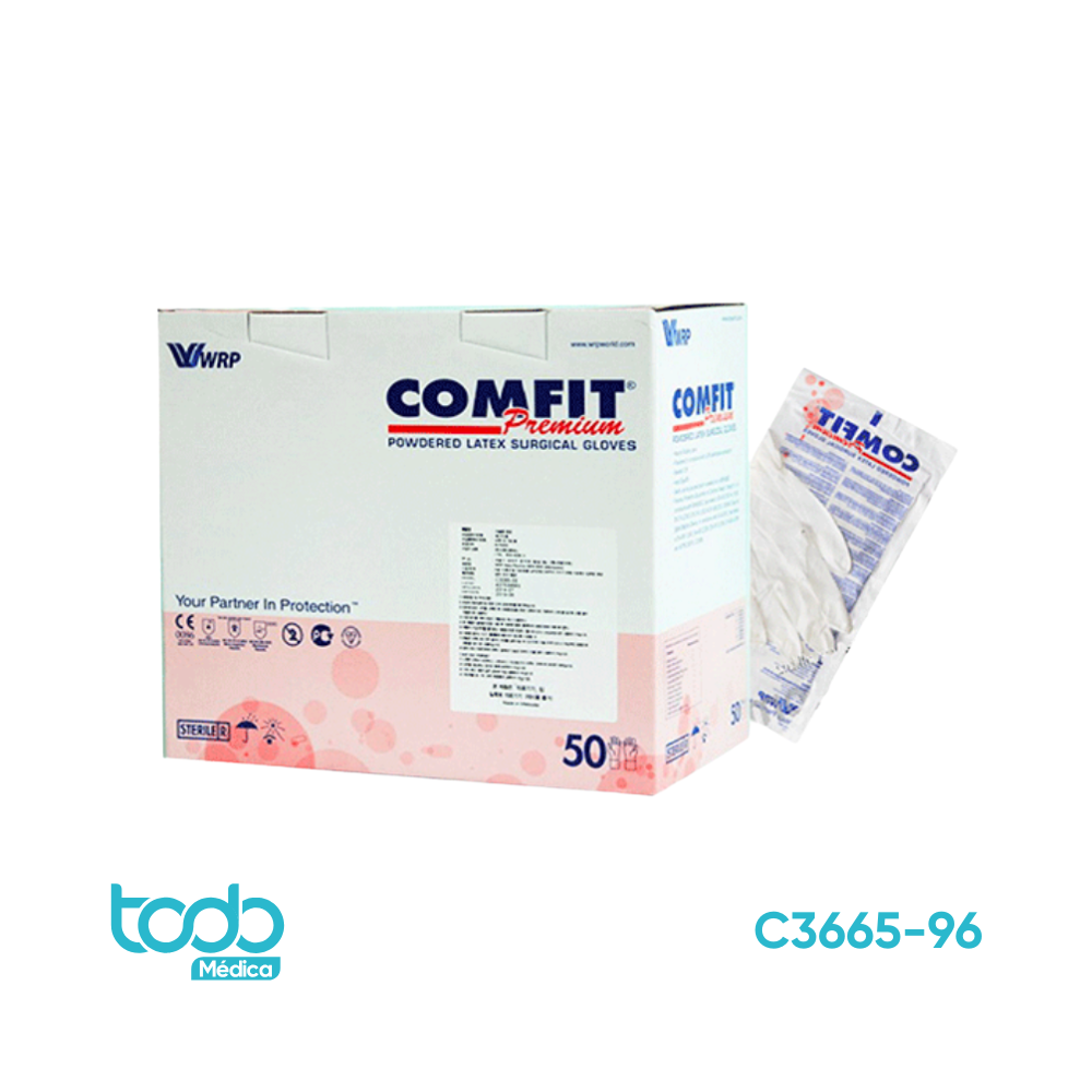 GUANTE WRP LÁTEX COMFIT ESTÉRIL LIBRE DE POLVO TALLA 6.0 PAR
