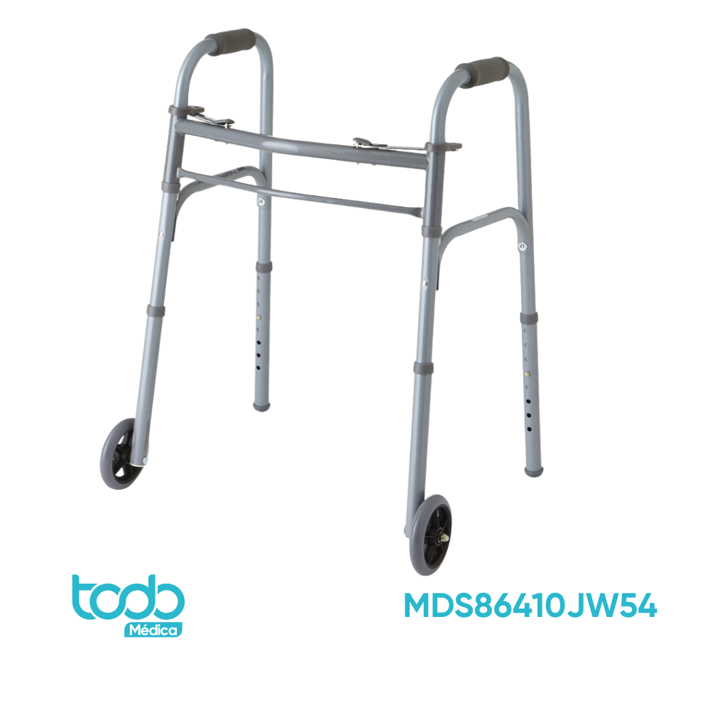 ANDADERA PEDIATRICA PLEGABLE AJUSTABLE CON RODINES DE 25-32