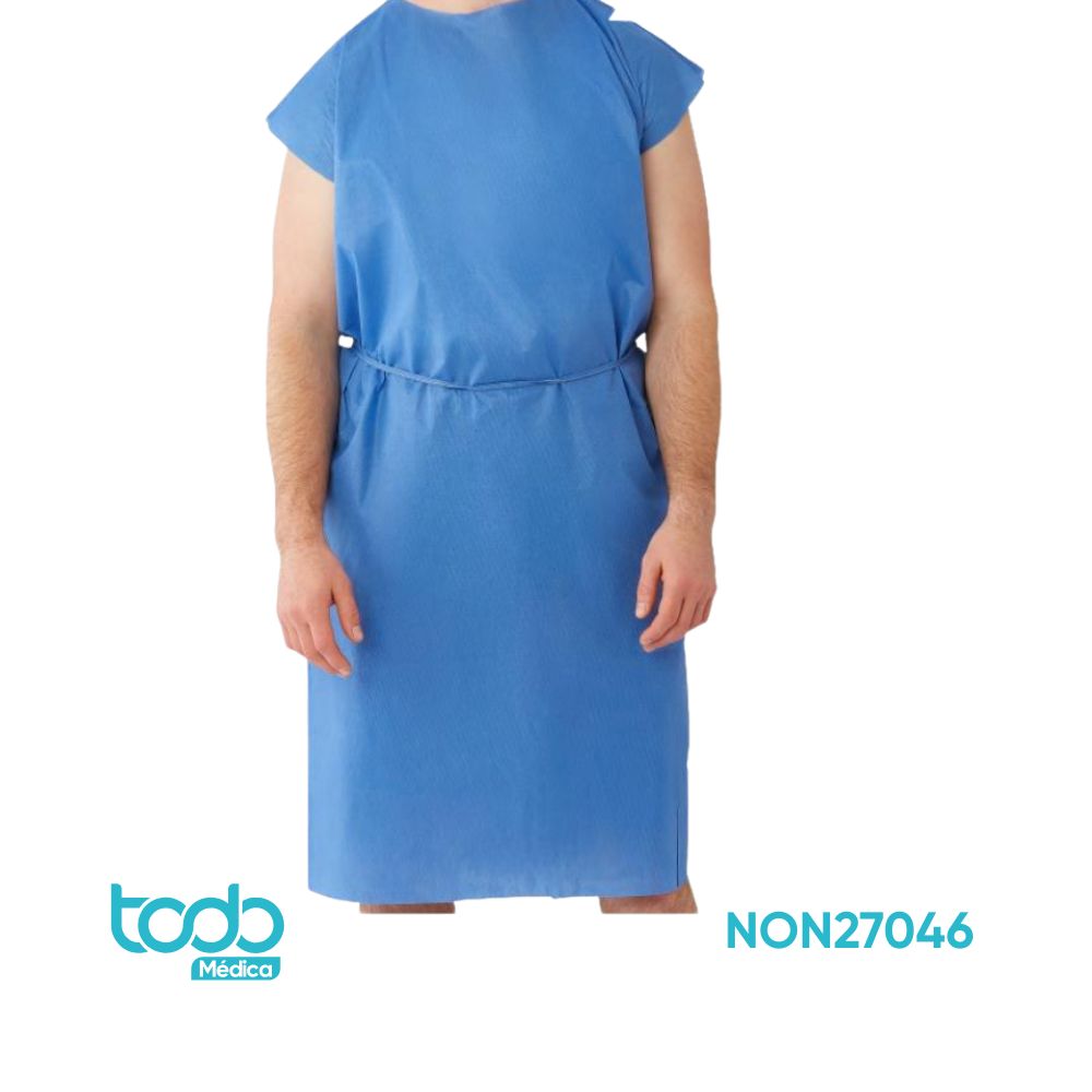 BATA PARA PACIENTE SMS SIN MANGAS CON CINTURÓN COLOR AZUL TALLA M/L