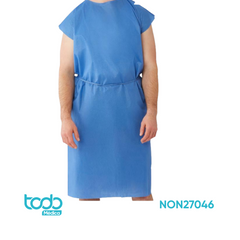 BATA PARA PACIENTE SMS SIN MANGAS CON CINTURÓN COLOR AZUL TALLA M/L